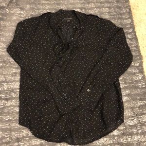 Black Banana Republic blouse with tie at neck